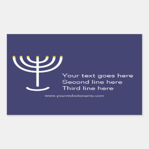 Maßgeschneiderte moderne Menorah White Navy Gold Rechteckiger Aufkleber
