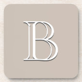 Maßgeschneiderte moderne Mit Monogramm Erstbeige W Getränkeuntersetzer (Vorderseite)