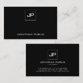 Maßgeschneiderte moderne Monogramm elegant Schwarz Visitenkarte (Vorne/Hinten)