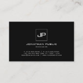 Maßgeschneiderte moderne Monogramm elegant Schwarz Visitenkarte (Rückseite)