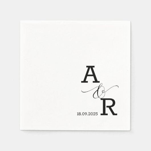 Maßgeschneiderte moderne Monogramm gedruckt Hochze Serviette (Vorderseite)