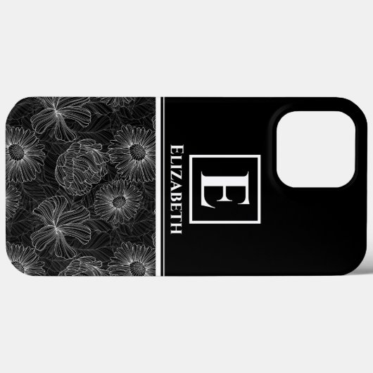 Maßgeschneiderte, moderne Monogramm Schwarz-Weiß-B Case-Mate iPhone Hülle (Rückseite (Horizontal))