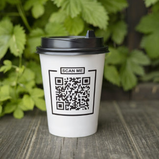 Maßgeschneiderte, moderne QR-Codes für Schwarz und Pappbecher