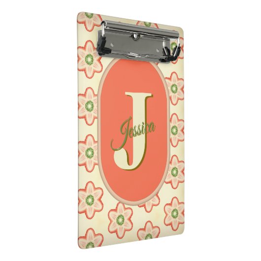 Maßgeschneiderte, moderne Retro-Monogram-Mini-Zwis Mini Klemmbrett (Schrägansicht)