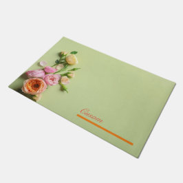 Maßgeschneiderte moderne rosa und grüne Blumen Fußmatte