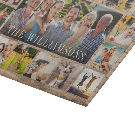 Maßgeschneiderte moderne Rustikale Familienfoto Co Schneidebrett (Ecke)