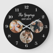 Maßgeschneiderte, moderne Schwarz-FotoCollage etab Große Wanduhr (Vorderseite)