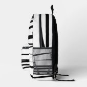 Maßgeschneiderte, moderne Schwarz-Weiß-Linien Abst Bedruckter Rucksack (Rechts)