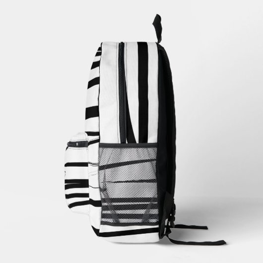 Maßgeschneiderte, moderne Schwarz-Weiß-Linien Abst Bedruckter Rucksack (Rechts)