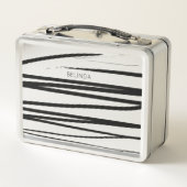 Maßgeschneiderte, moderne Schwarz-Weiß-Linien Abst Metall Brotdose (Rückseite)