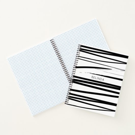 Maßgeschneiderte, moderne Schwarz-Weiß-Linien Abst Notizblock (Innenseite)
