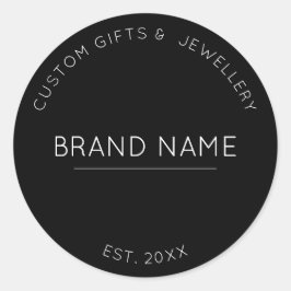 Maßgeschneiderte, moderne schwarze Markenbezeichnu Runder Aufkleber