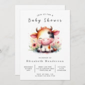 Maßgeschneiderte moderne Whimsical Kuh Baby Dusche Einladung (Vorne/Hinten)
