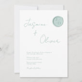 Maßgeschneiderte Mono Salbei Grünwachs Siegel Somm Einladung (Vorderseite)