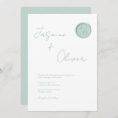 Maßgeschneiderte Mono Salbei Grünwachs Siegel Somm Einladung (Vorne/Hinten)