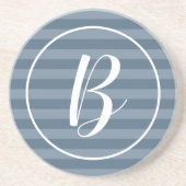 Maßgeschneiderte Monogram Blue Stripes Getränkeuntersetzer (Vorne)