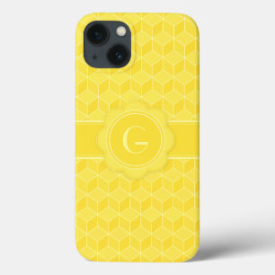Maßgeschneiderte Monogram Bright Yellow 3D Würfel Case-Mate iPhone Hülle