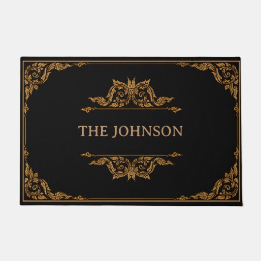 Maßgeschneiderte Monogram, moderne Minimal Schwarz Fußmatte (Vorderseite)