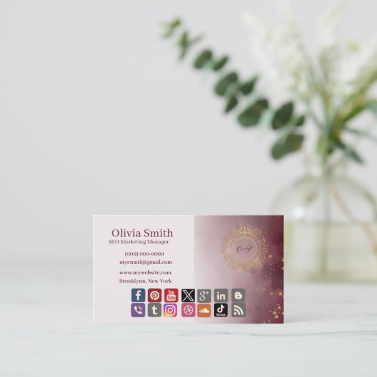 Maßgeschneiderte Monogramm-Elegante Visitenkarten Visitenkarte (Stehend Vorderseite)