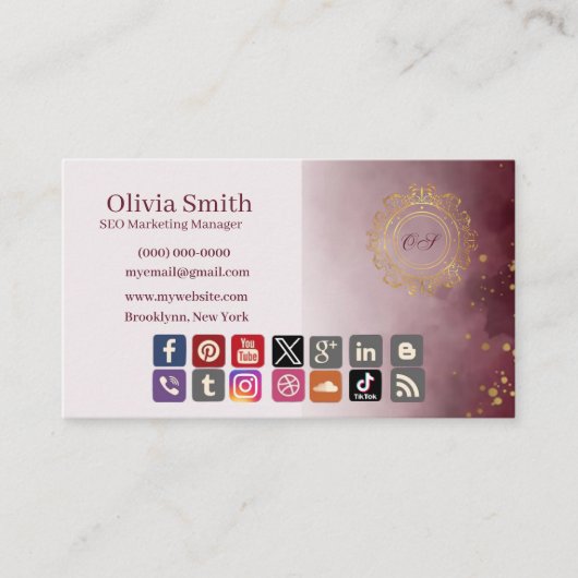 Maßgeschneiderte Monogramm-Elegante Visitenkarten  Visitenkarte (Vorderseite)