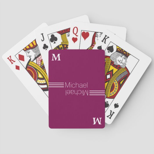 Maßgeschneiderte Monogramm - personalisierter Wein Spielkarten (Rückseite)