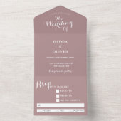 Maßgeschneiderte Monogramm staubige Rose Kalligraf All In One Einladung (Innen Boden)