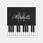 Maßgeschneiderte Monogramm-Tasten für schwarz-weiß Serviette (Vorderseite)