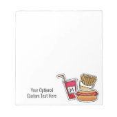 Maßgeschneiderte Monogramm- und Text-Hot-Dog & Fri Notizblock (Vorderseite)