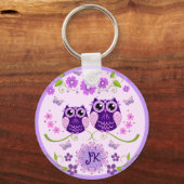 Maßgeschneiderte Monogramme für Eulen, Blume und S Schlüsselanhänger (Vorderseite)