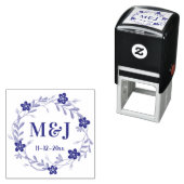 Maßgeschneiderte Monogramme und Hochzeitdatum Blum Permastempel (Beispiel)