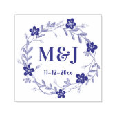 Maßgeschneiderte Monogramme und Hochzeitdatum Blum Permastempel (Design)