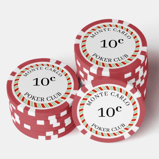 Maßgeschneiderte Monte Carlo Smooth 10 Cent 14 Gra Pokerchips (Stapel)