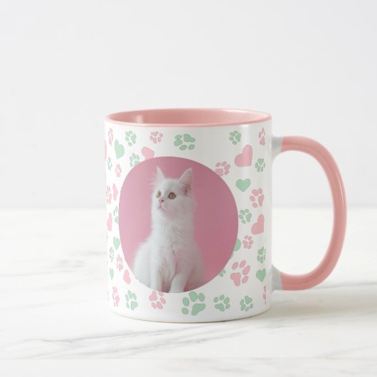 Maßgeschneiderte Mug-Katzen-Drucke und Herz-Muster Tasse (Rechts)