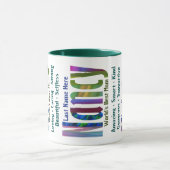 Maßgeschneiderte "Nancy" Bright and Colorful Typog Tasse (Zentrum)