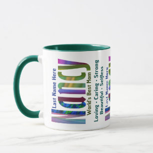 Maßgeschneiderte "Nancy" Bright and Colorful Typog Tasse