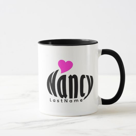 Maßgeschneiderte "Nancy" in Schwarz/Weiß, Rosa Her Tasse (Rechts)