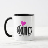 Maßgeschneiderte "Nancy" in Schwarz/Weiß, Rosa Her Tasse (Links)