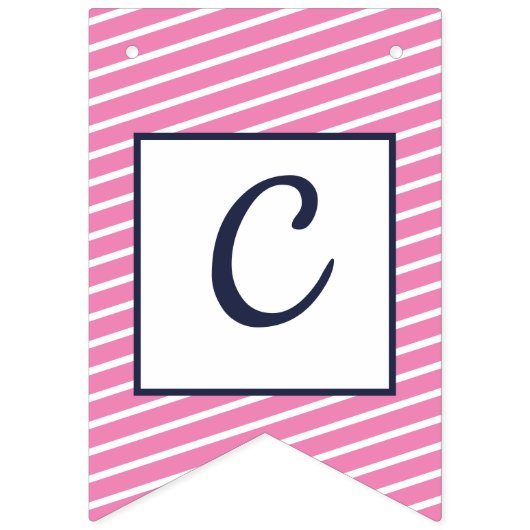 Maßgeschneiderte Navy & Bright Pink Strippenfräse Wimpelkette (Zweite Fahne)