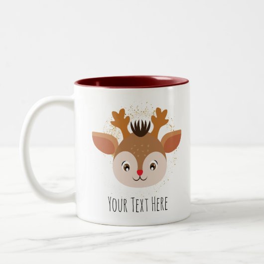 Maßgeschneiderte Niedliche Hirsche Personalisierte Zweifarbige Tasse (Links)