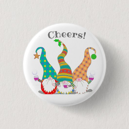Maßgeschneiderte Niedliche nordische Gnome feiern Button (Vorderseite)