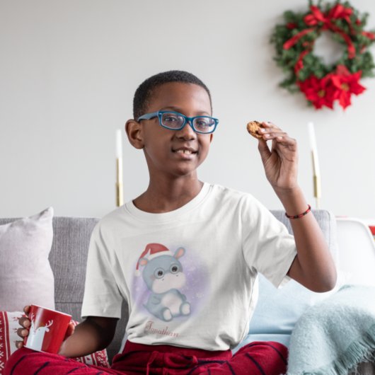 Maßgeschneiderte Niedliche Weihnachts-Hippo-Kid T-Shirt