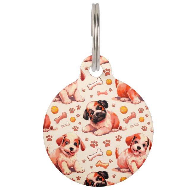 Maßgeschneiderte Niedliche Welpenrunde, große Pet- Haustiermarke (Vorderseite)