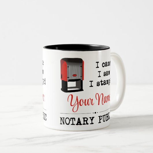 Maßgeschneiderte Notar-öffentliche Briefmarke mit  Zweifarbige Tasse (VorderseiteRechts)