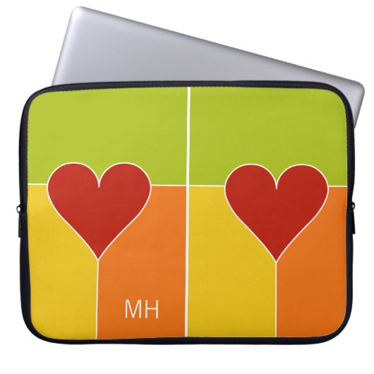 Maßgeschneiderte Notebook-Ärmel für Herz-Muster Laptopschutzhülle (Vorderseite)