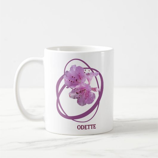 Maßgeschneiderte Odettenbezeichnung monogramm Rosa Kaffeetasse (Links)