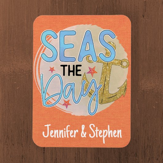 Maßgeschneiderte Orangenmeere als Tagesdecke Magnet