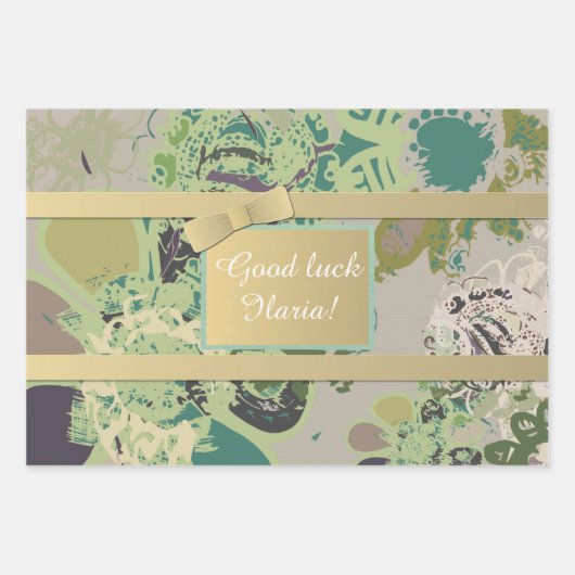 Maßgeschneiderte Original Art Blumenbearbeitung Geschenkpapier Set (Vorderseite 3)