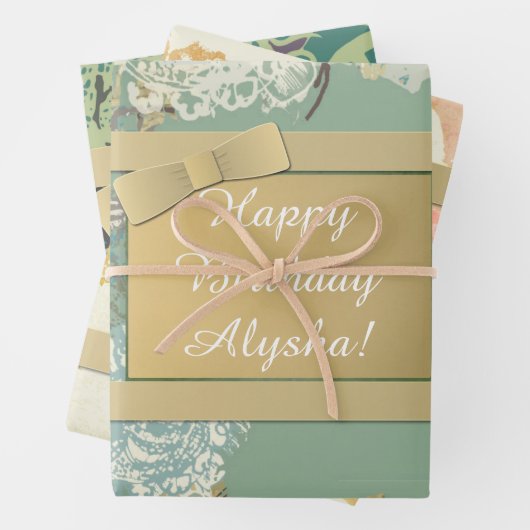 Maßgeschneiderte Original Art Blumenbearbeitung Geschenkpapier Set (Beispiel)