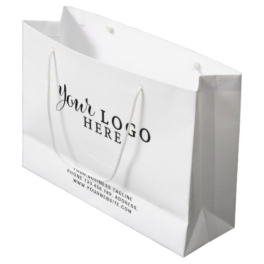 Maßgeschneiderte Papiertüte mit Logo - kein Minimu Große Geschenktüte (Vorderseite Schrägansicht)