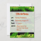 Maßgeschneiderte Party Einladung für schwarze und  (Rückseite)